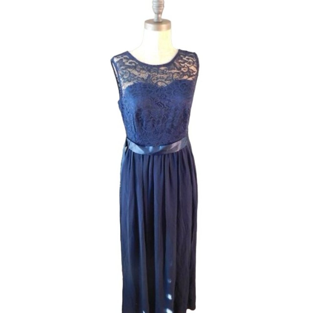 Navy Blue Size S Small Lace Long Formal Evening Event Dress - Picture 1 of 3